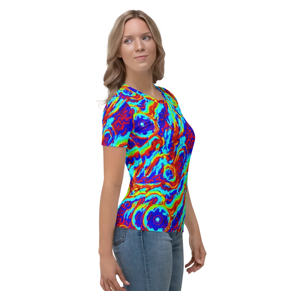 Vermilion Whirlpool on Women's Crew Neck T-Shirt — Right