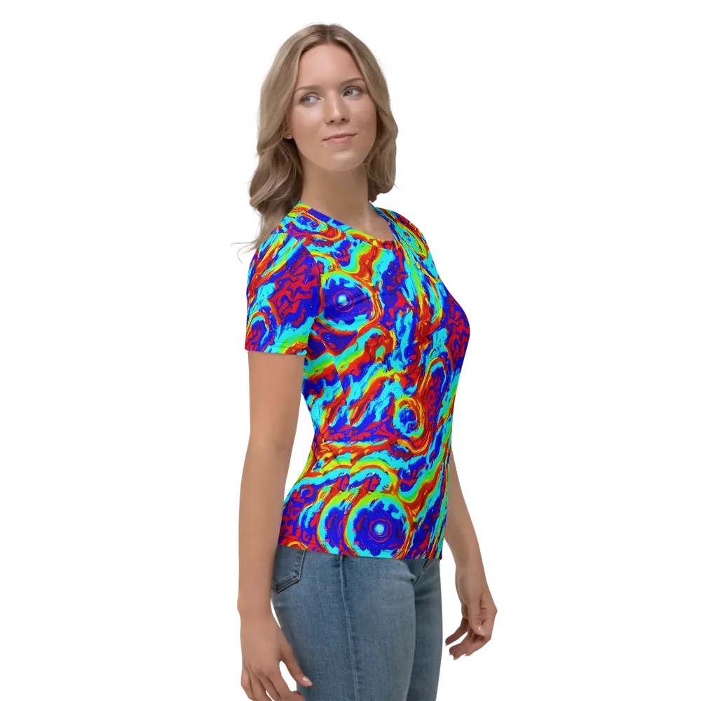 Vermilion Whirlpool on Women's Crew Neck T-Shirt — Right