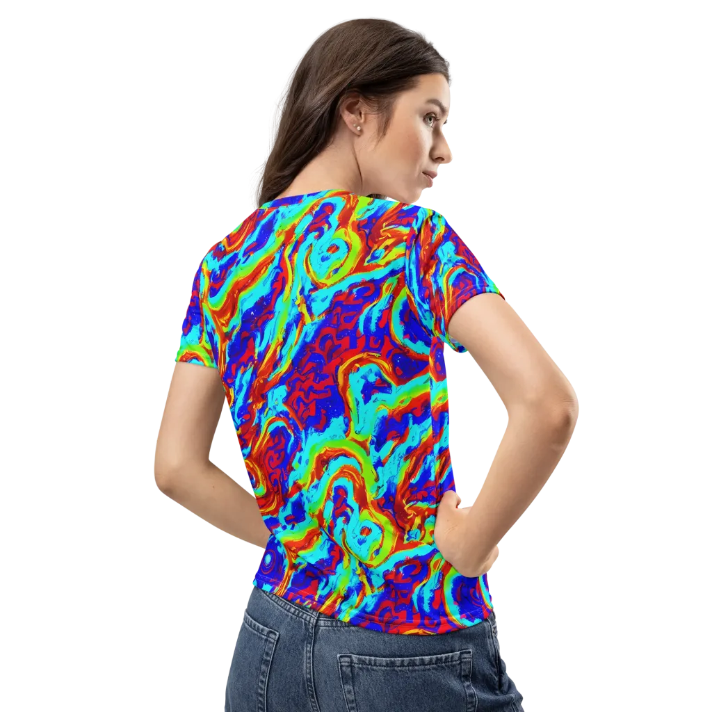 Vermilion Whirlpool on Women's Crew Neck T-Shirt — Back