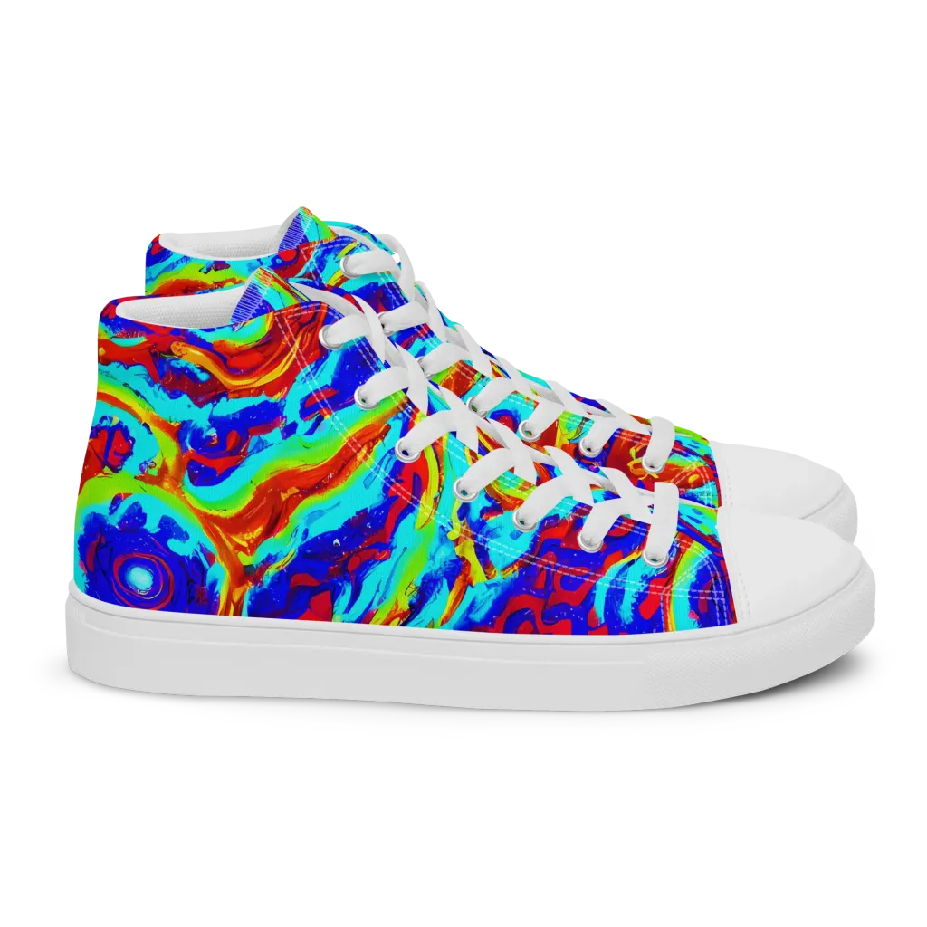 Vermilion Whirlpool on Women's High Top Canvas Shoes — Right