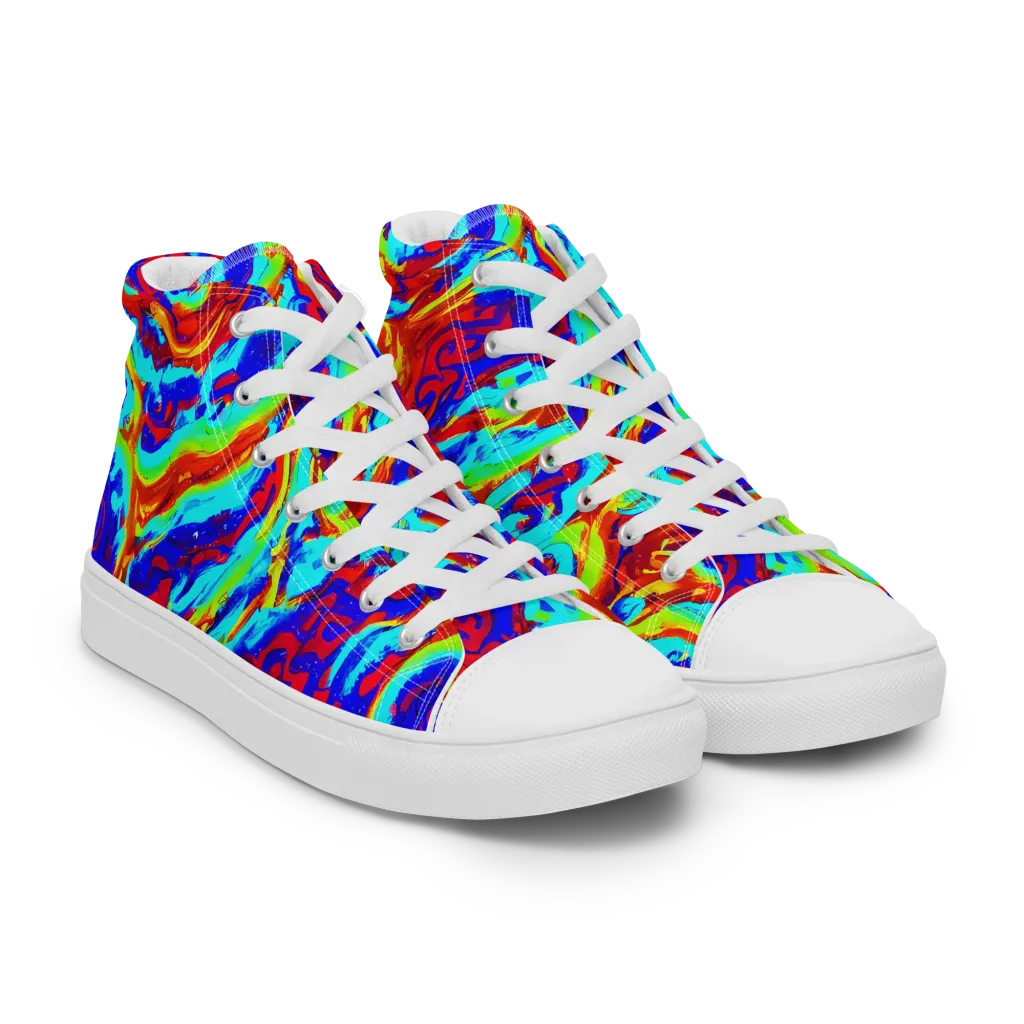 Vermilion Whirlpool on Women's High Top Canvas Shoes — Right Front