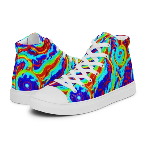 Vermilion Whirlpool on a Women's High Top Canvas Shoes