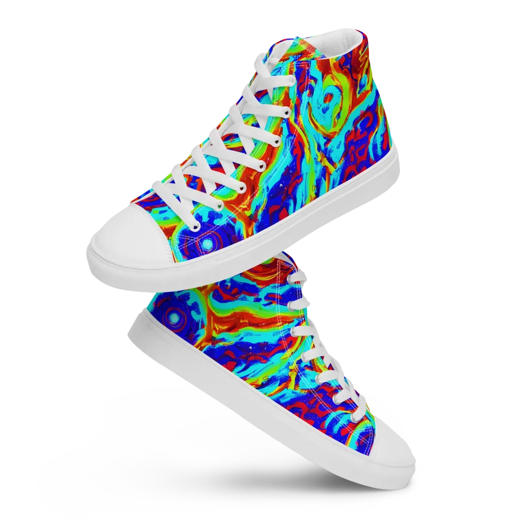 Vermilion Whirlpool on Women's High Top Canvas Shoes — Front