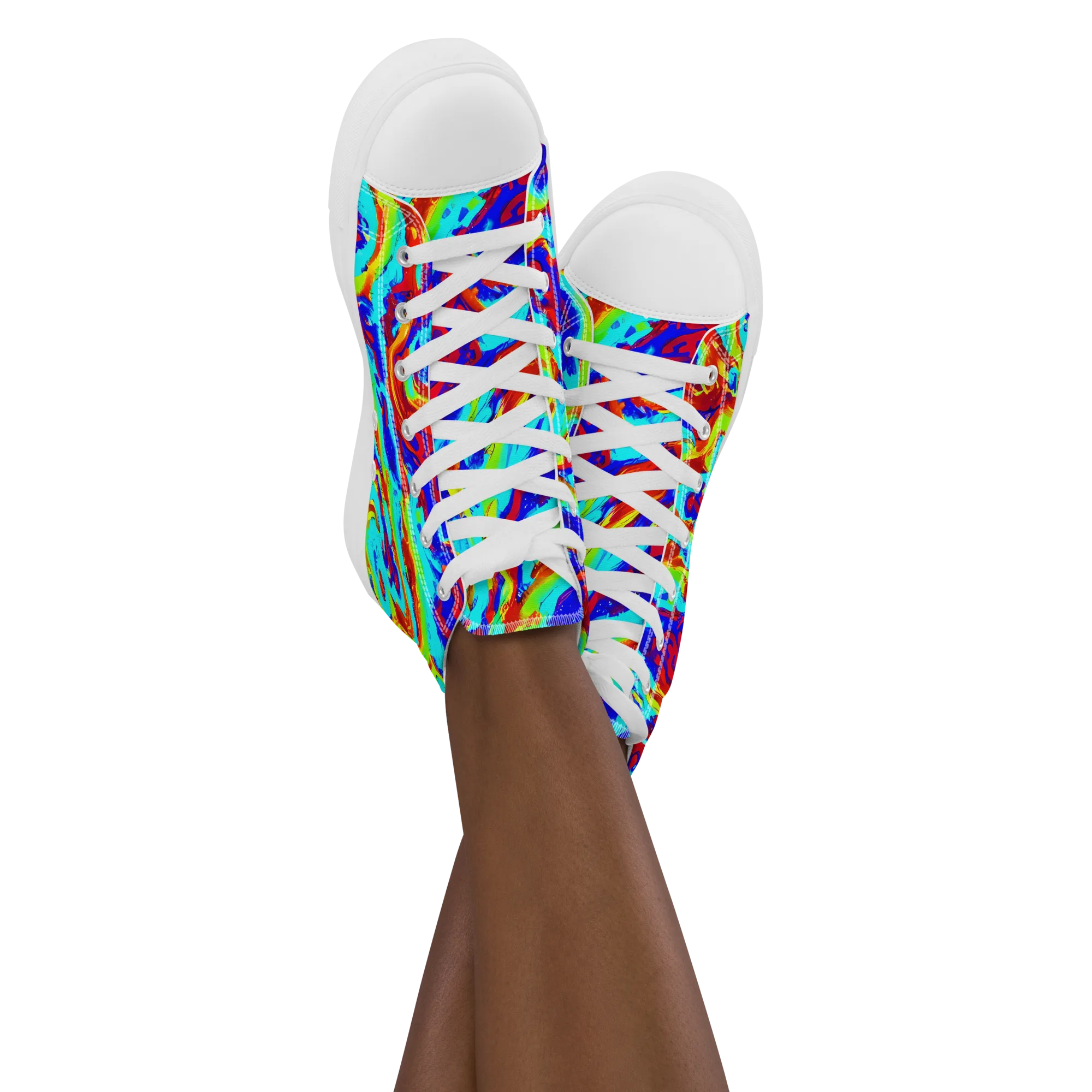 Vermilion Whirlpool on Women's High Top Canvas Shoes — Front