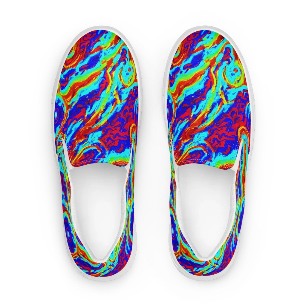 Vermilion Whirlpool on Men's Slip-On Canvas Shoes — Front