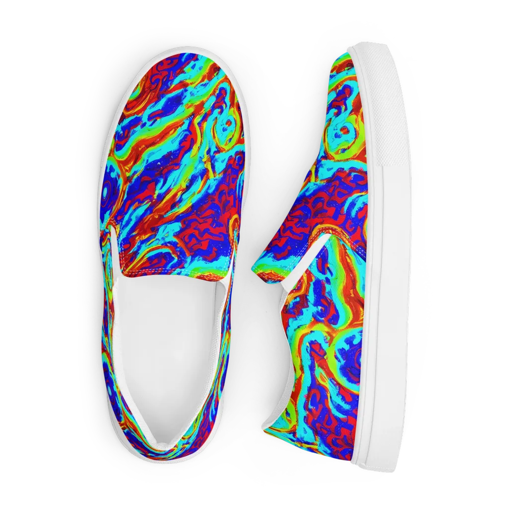 Vermilion Whirlpool on Men's Slip-On Canvas Shoes — Front
