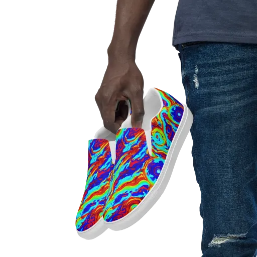 Vermilion Whirlpool on a Men's Slip-On Canvas Shoes