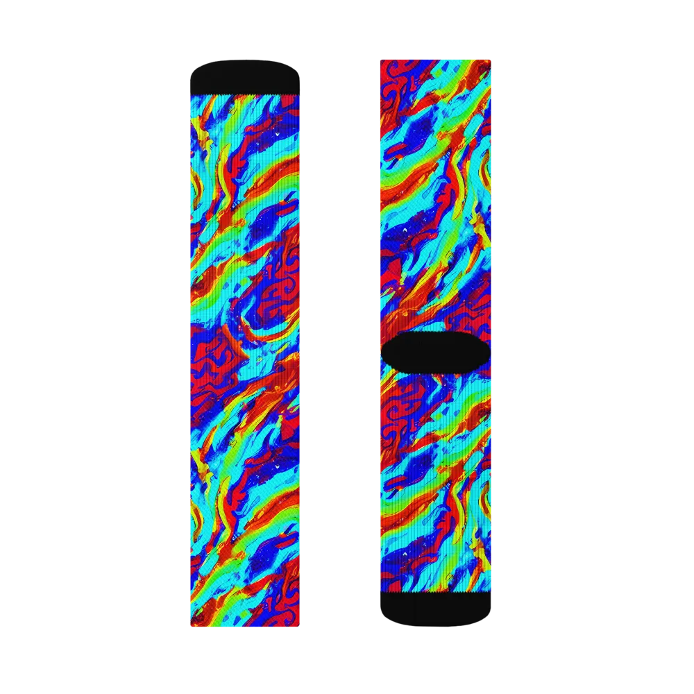 Vermilion Whirlpool on Socks — Right Sock