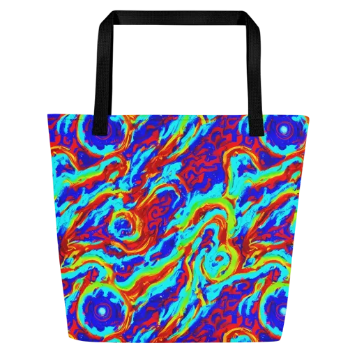 Vermilion Whirlpool on a Large Tote Bag W/ Pocket