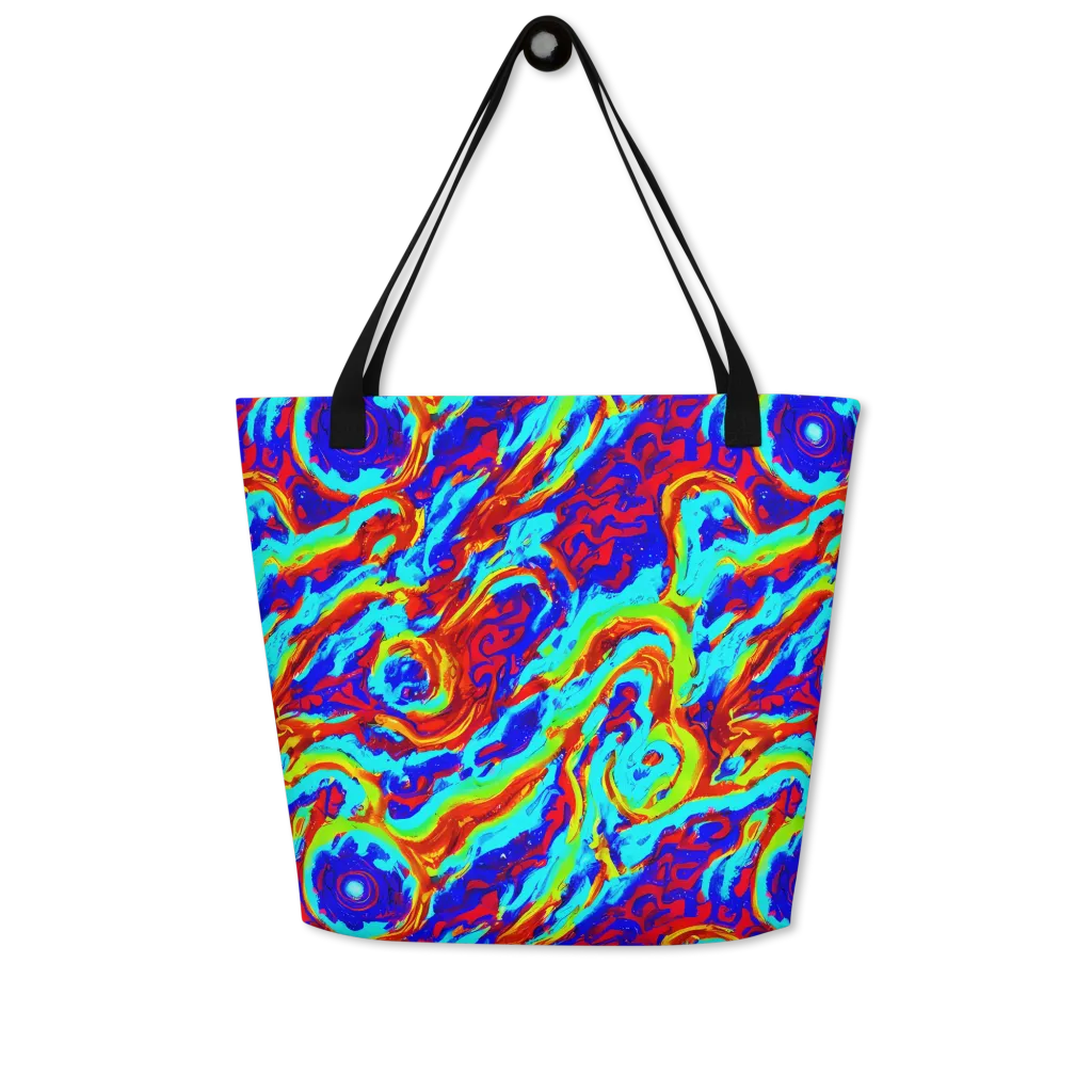 Vermilion Whirlpool on Large Tote Bag W/ Pocket — Front