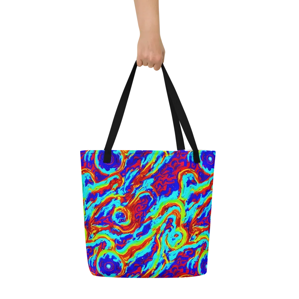 Vermilion Whirlpool on Large Tote Bag W/ Pocket — Front
