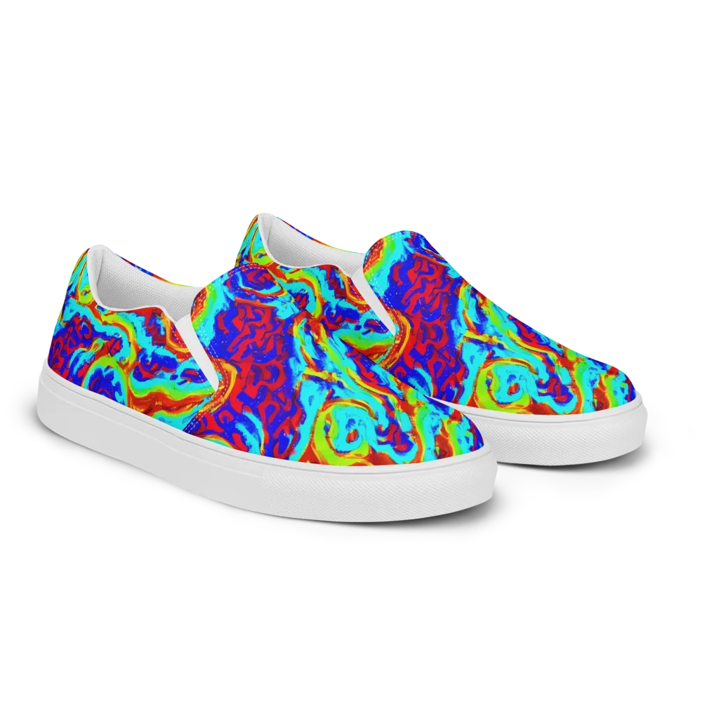 Vermilion Whirlpool on Women's Slip-On Canvas Shoes — Right Front