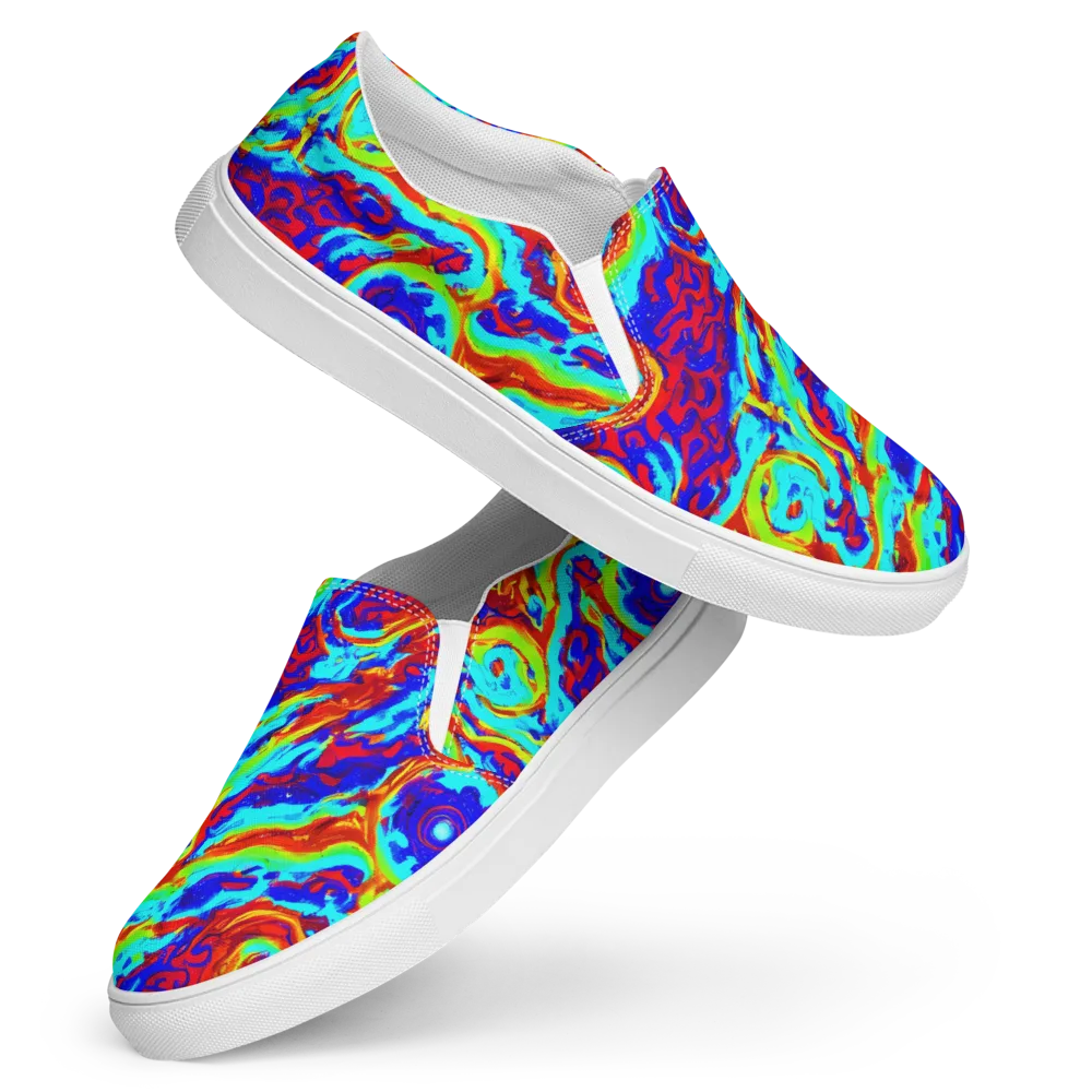 Vermilion Whirlpool on Women's Slip-On Canvas Shoes — Front