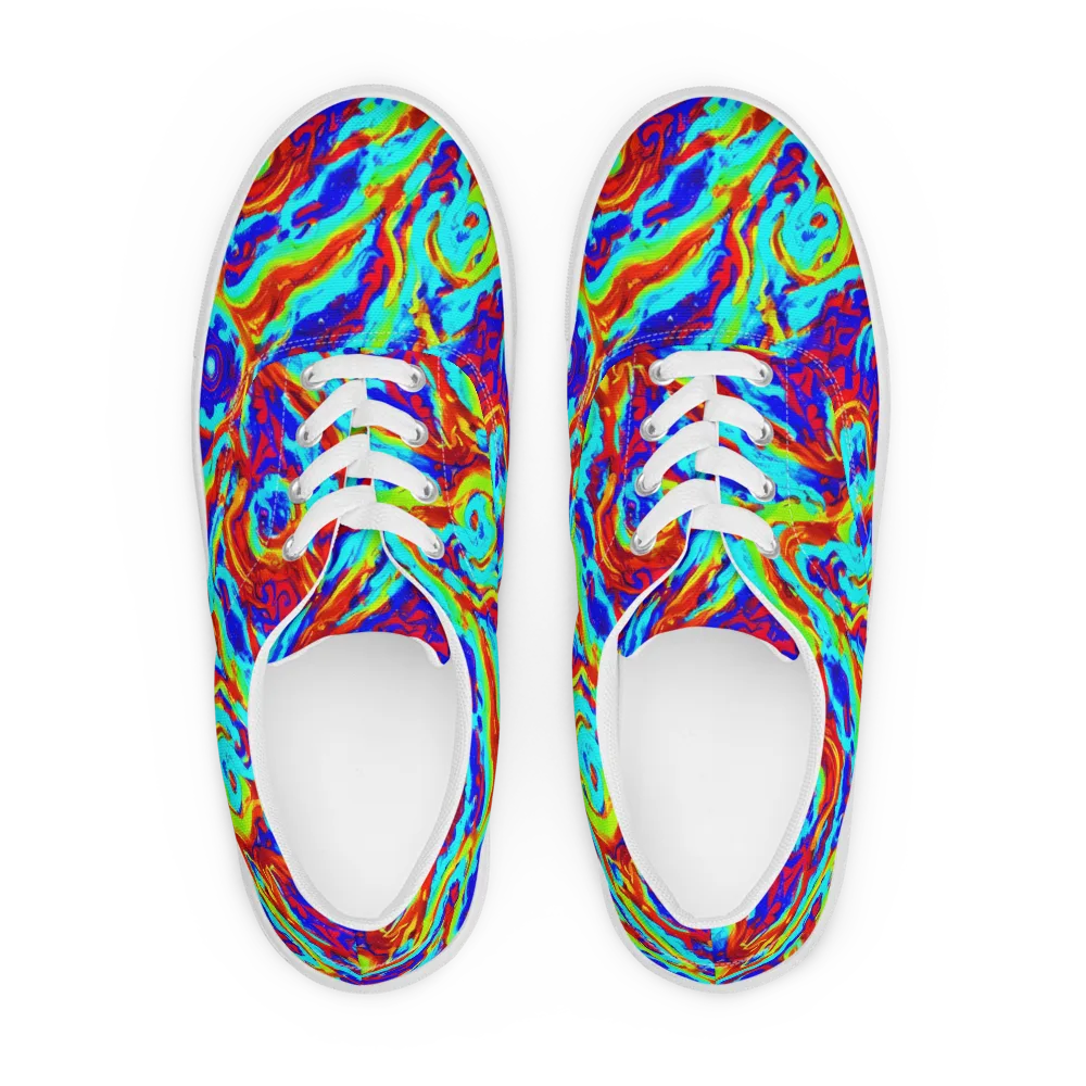 Vermilion Whirlpool on Men's Lace-Up Canvas Shoes — Front
