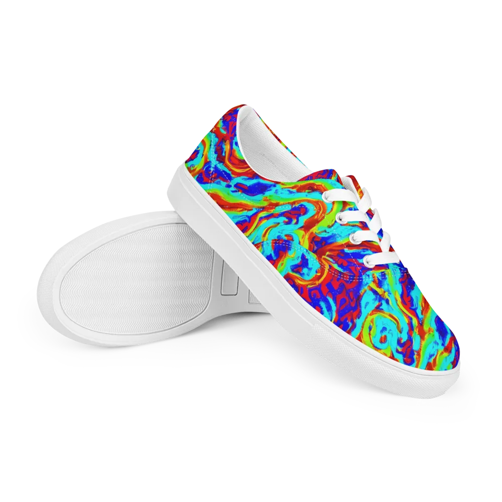 Vermilion Whirlpool on Men's Lace-Up Canvas Shoes — Right Front