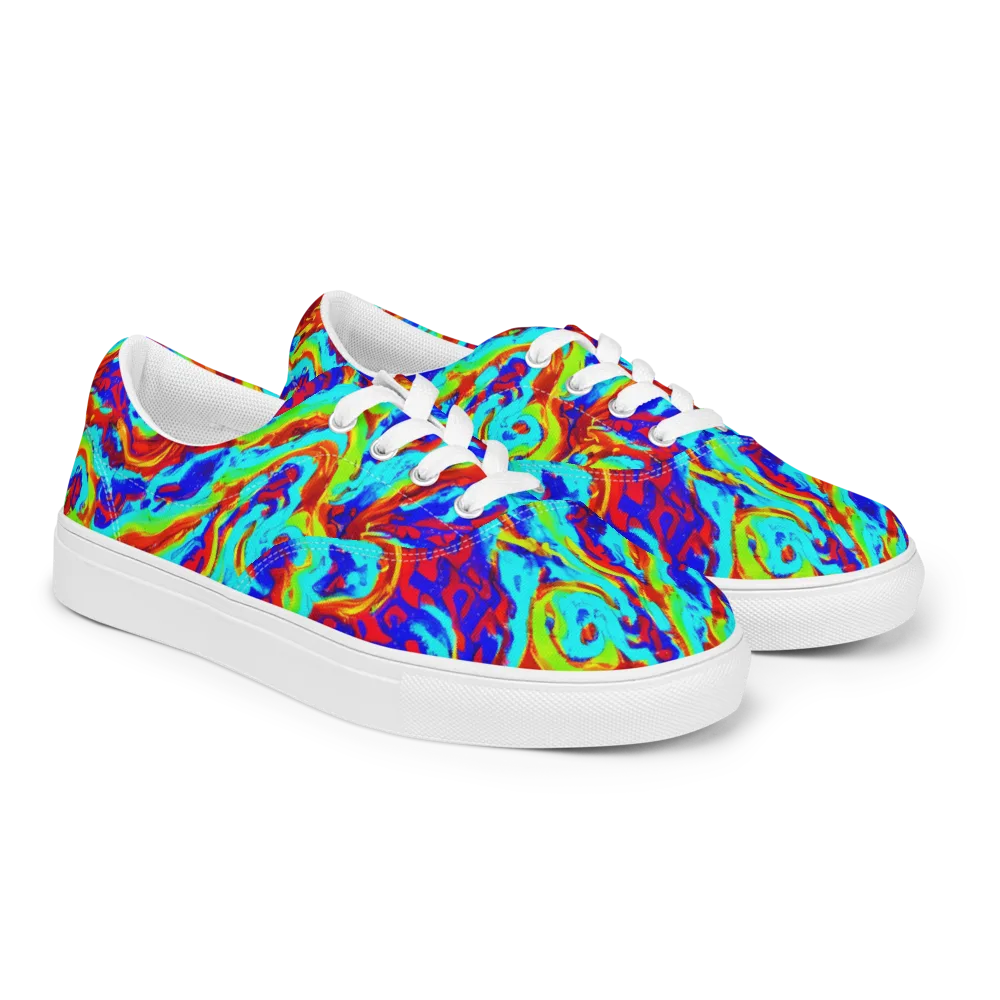 Vermilion Whirlpool on Men's Lace-Up Canvas Shoes — Right Front