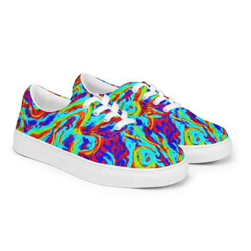 Vermilion Whirlpool on a Men's Lace-Up Canvas Shoes