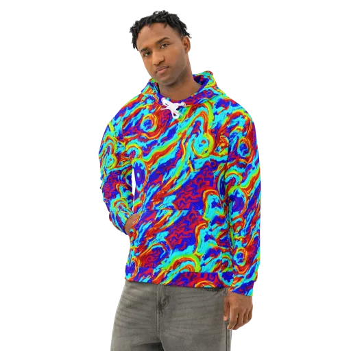 Vermilion Whirlpool on a Cotton Hoodie