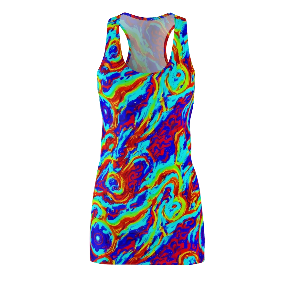Vermilion Whirlpool on Racerback Dress — Front