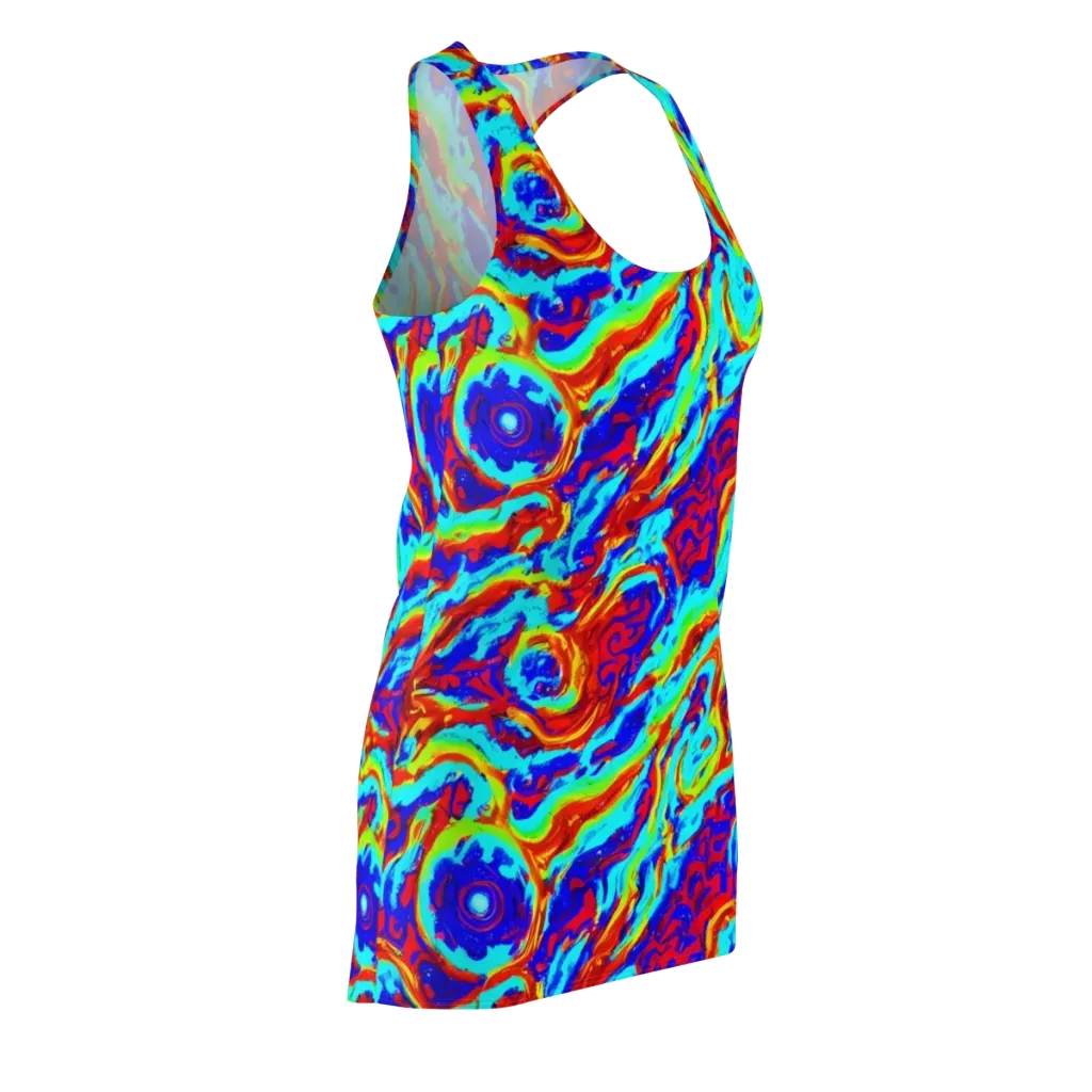Vermilion Whirlpool on Racerback Dress — Front Side