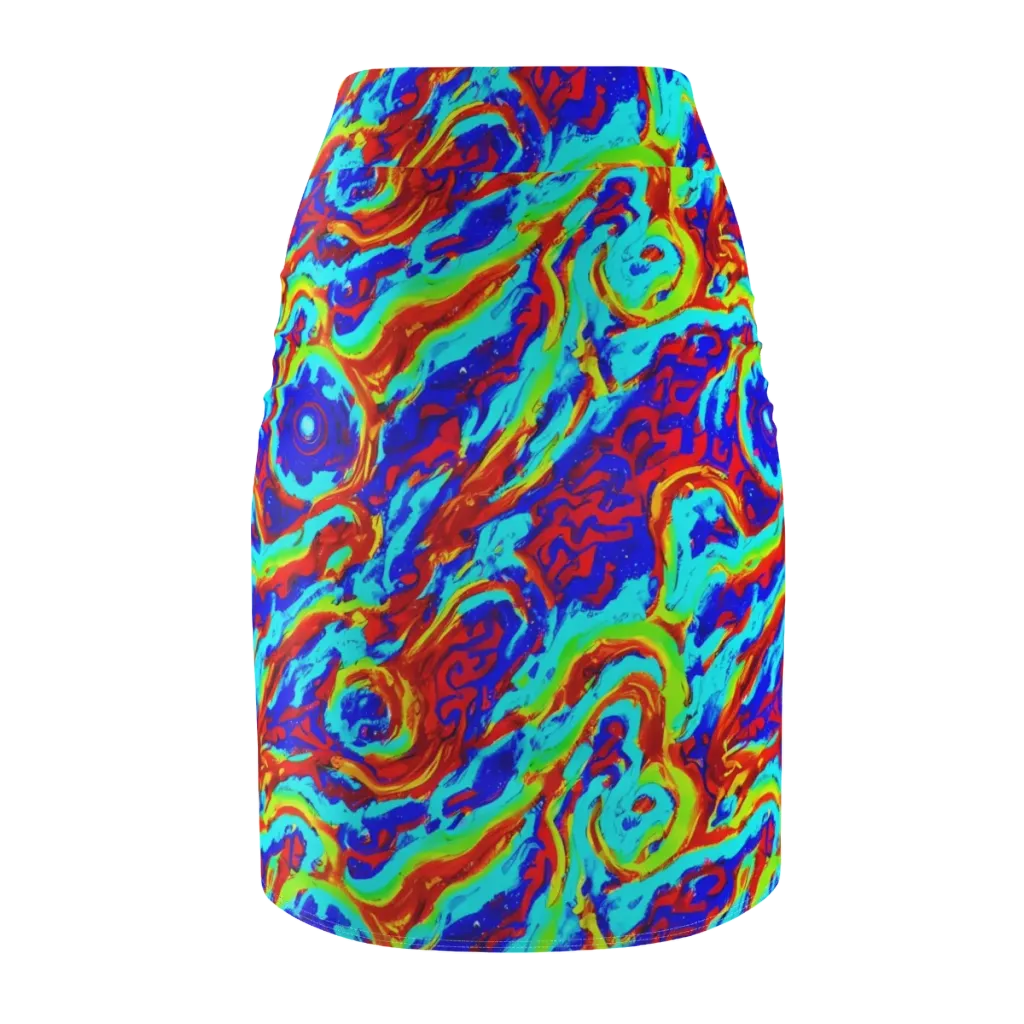 Vermilion Whirlpool on Pencil Skirt — Back