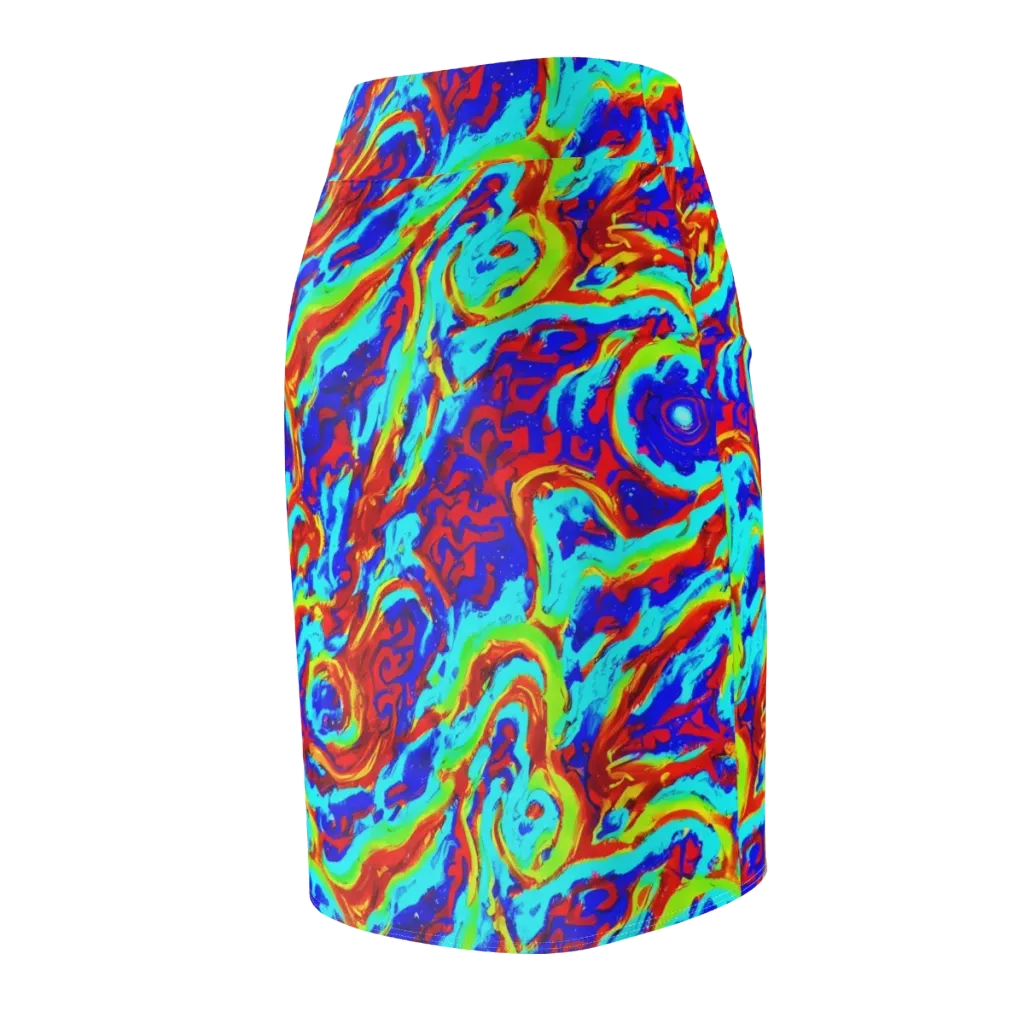 Vermilion Whirlpool on Pencil Skirt — Back Side