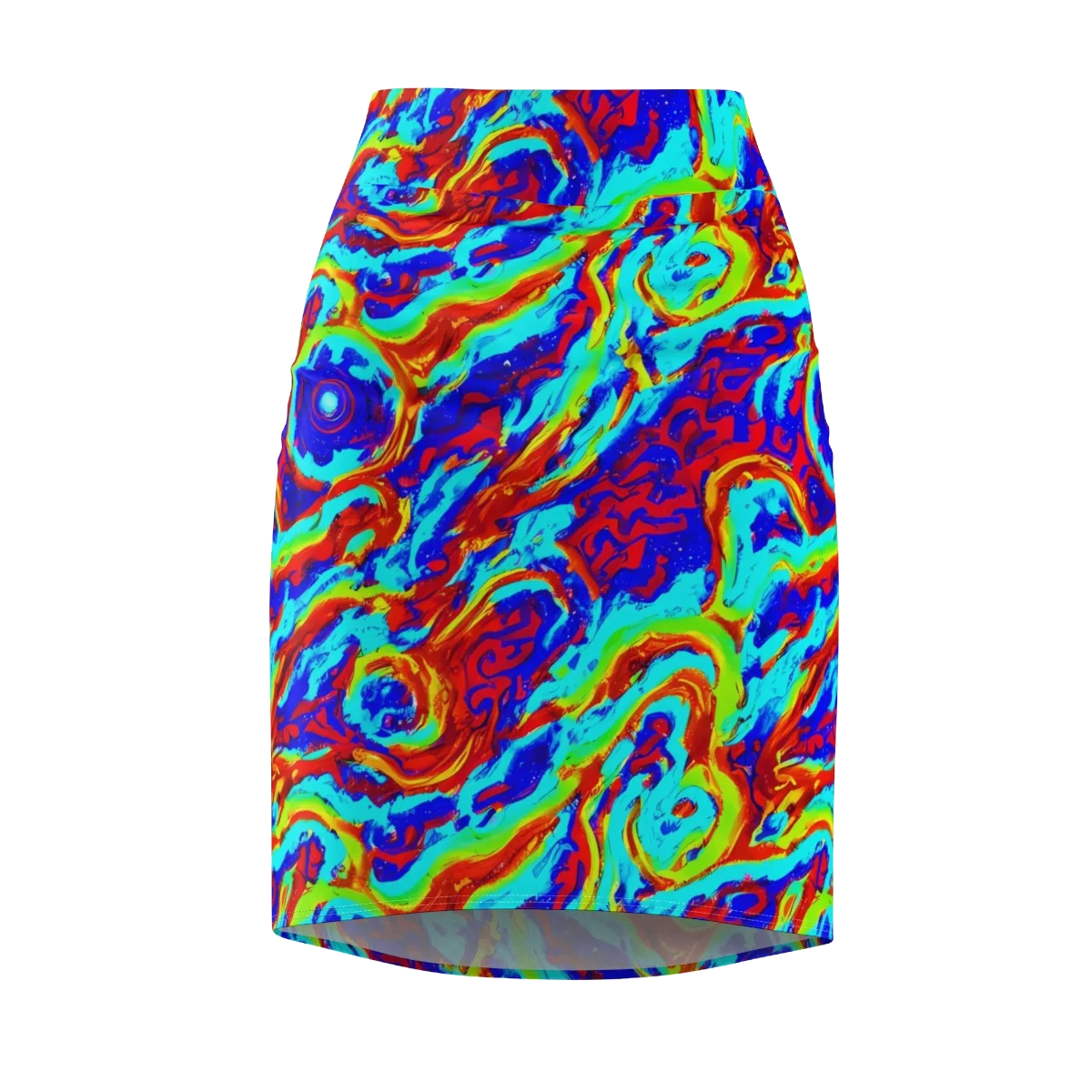 Vermilion Whirlpool on Pencil Skirt — Front