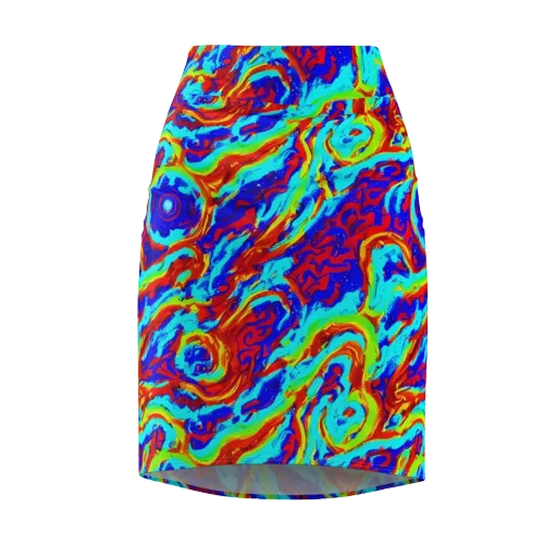 Vermilion Whirlpool on a Pencil Skirt
