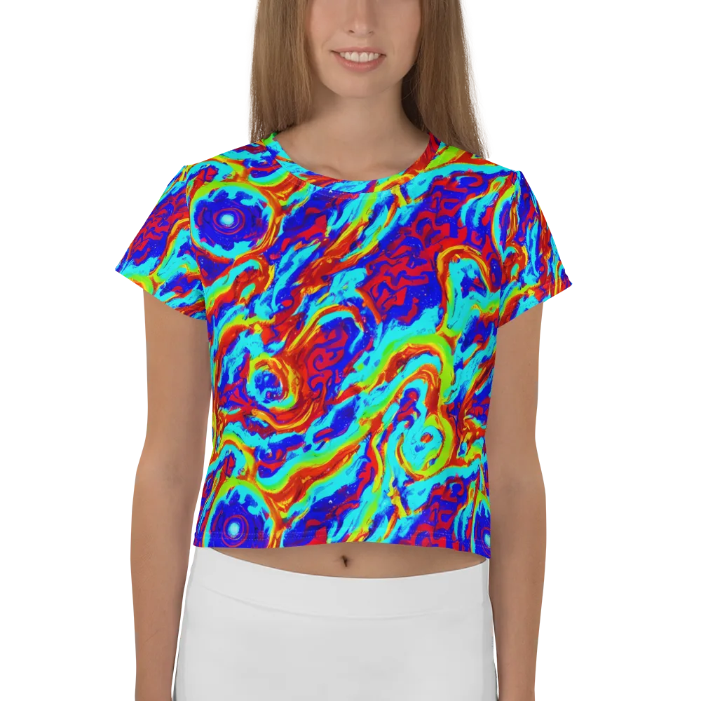 Vermilion Whirlpool on Crop Tee — Front