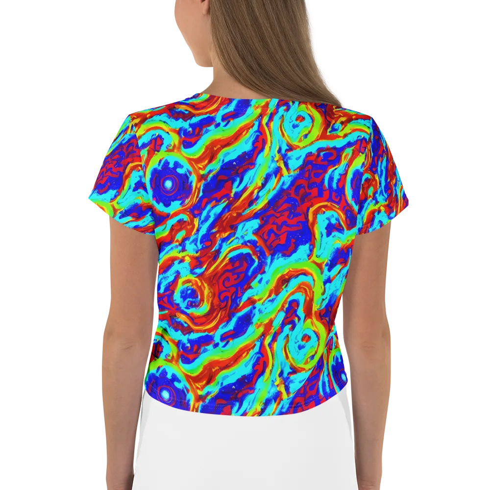 Vermilion Whirlpool on Crop Tee — Back