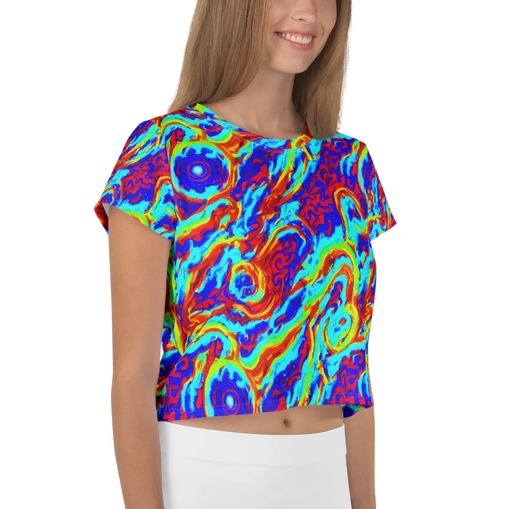 Vermilion Whirlpool on Crop Tee — Right