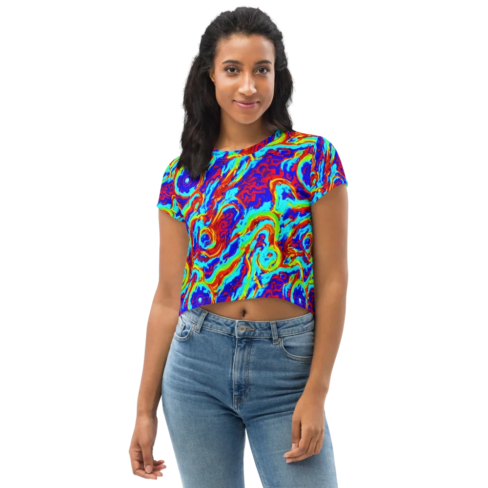 Vermilion Whirlpool on Crop Tee — Front