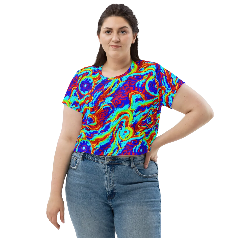 Vermilion Whirlpool on Crop Tee — Front