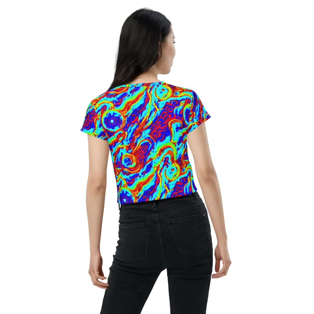 Vermilion Whirlpool on Crop Tee — Back
