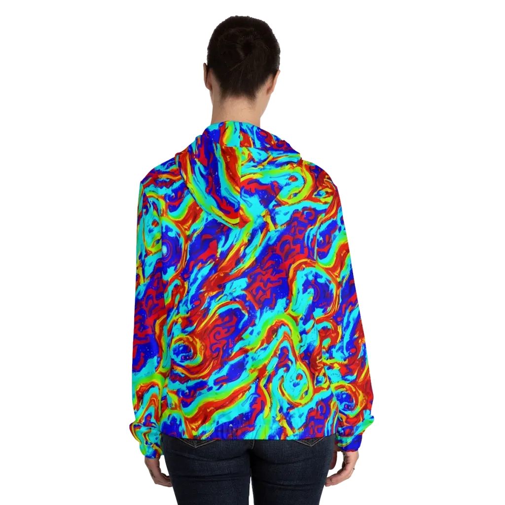 Vermilion Whirlpool on Women's Full-Zip Hoodie — Back On Person