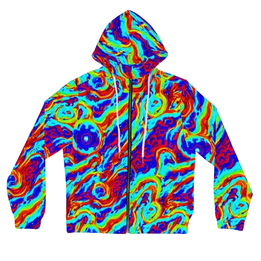 Vermilion Whirlpool on a Women's Full-Zip Hoodie