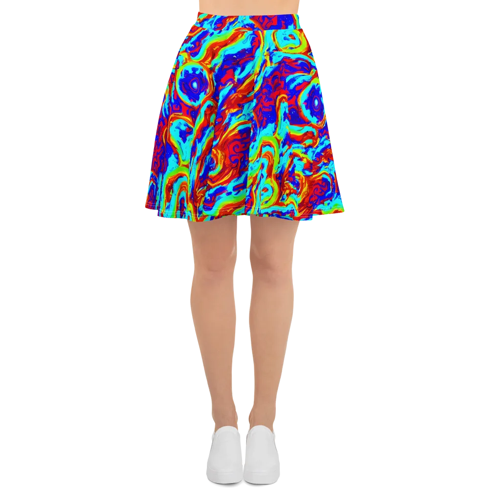 Vermilion Whirlpool on Skater Skirt — Front