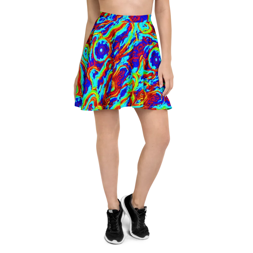 Vermilion Whirlpool on Skater Skirt — Front
