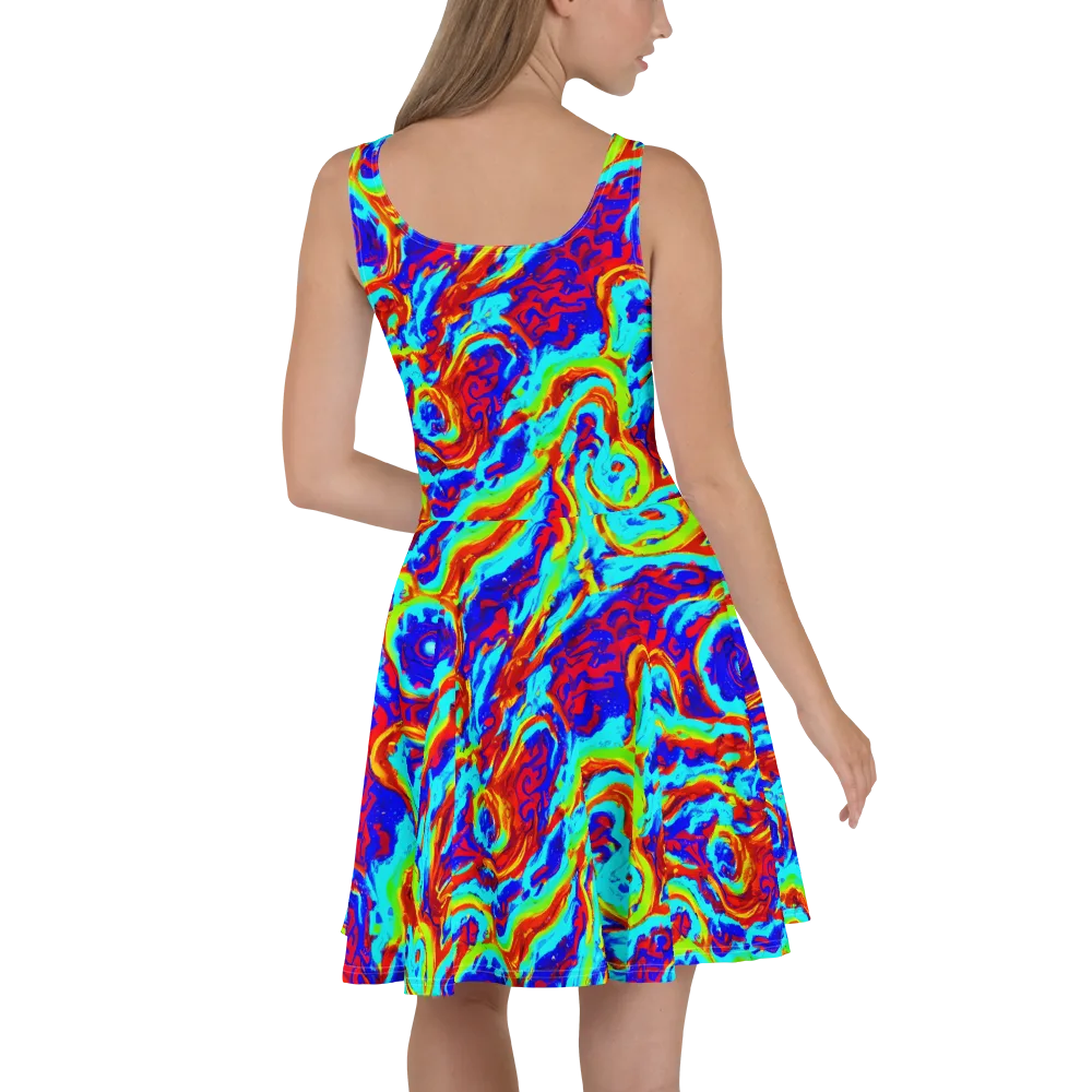 Vermilion Whirlpool on Skater Dress — Back
