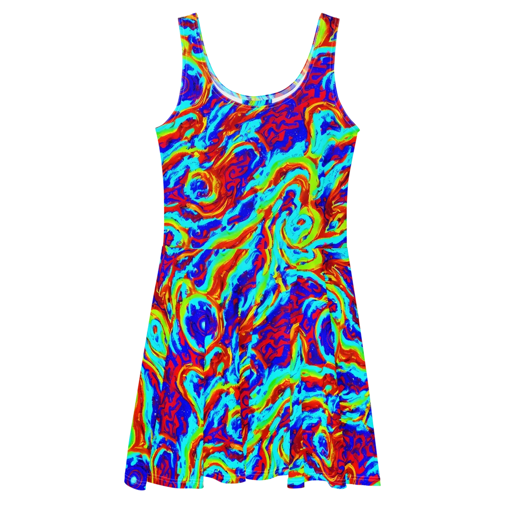Vermilion Whirlpool on Skater Dress — Front