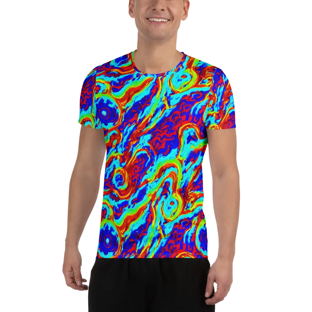 Vermilion Whirlpool on Men's Athletic T-Shirt — Front