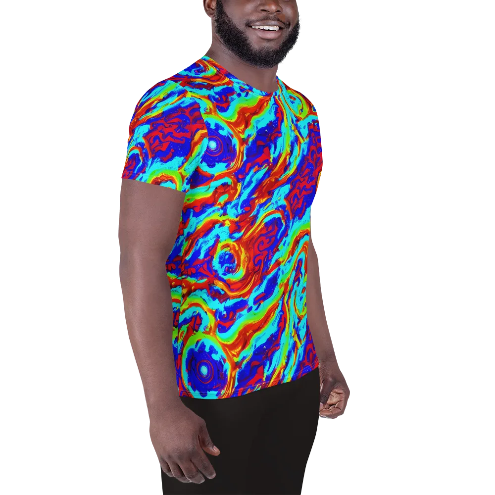 Vermilion Whirlpool on Men's Athletic T-Shirt — Right