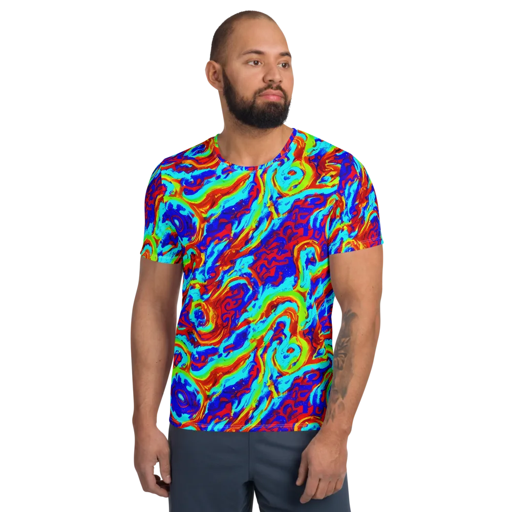 Vermilion Whirlpool on Men's Athletic T-Shirt — Front
