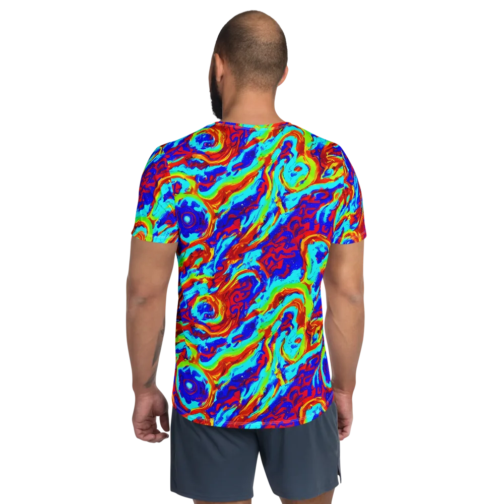 Vermilion Whirlpool on Men's Athletic T-Shirt — Back