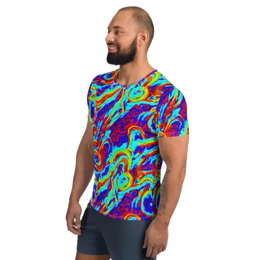 Vermilion Whirlpool on a Men's Athletic T-Shirt