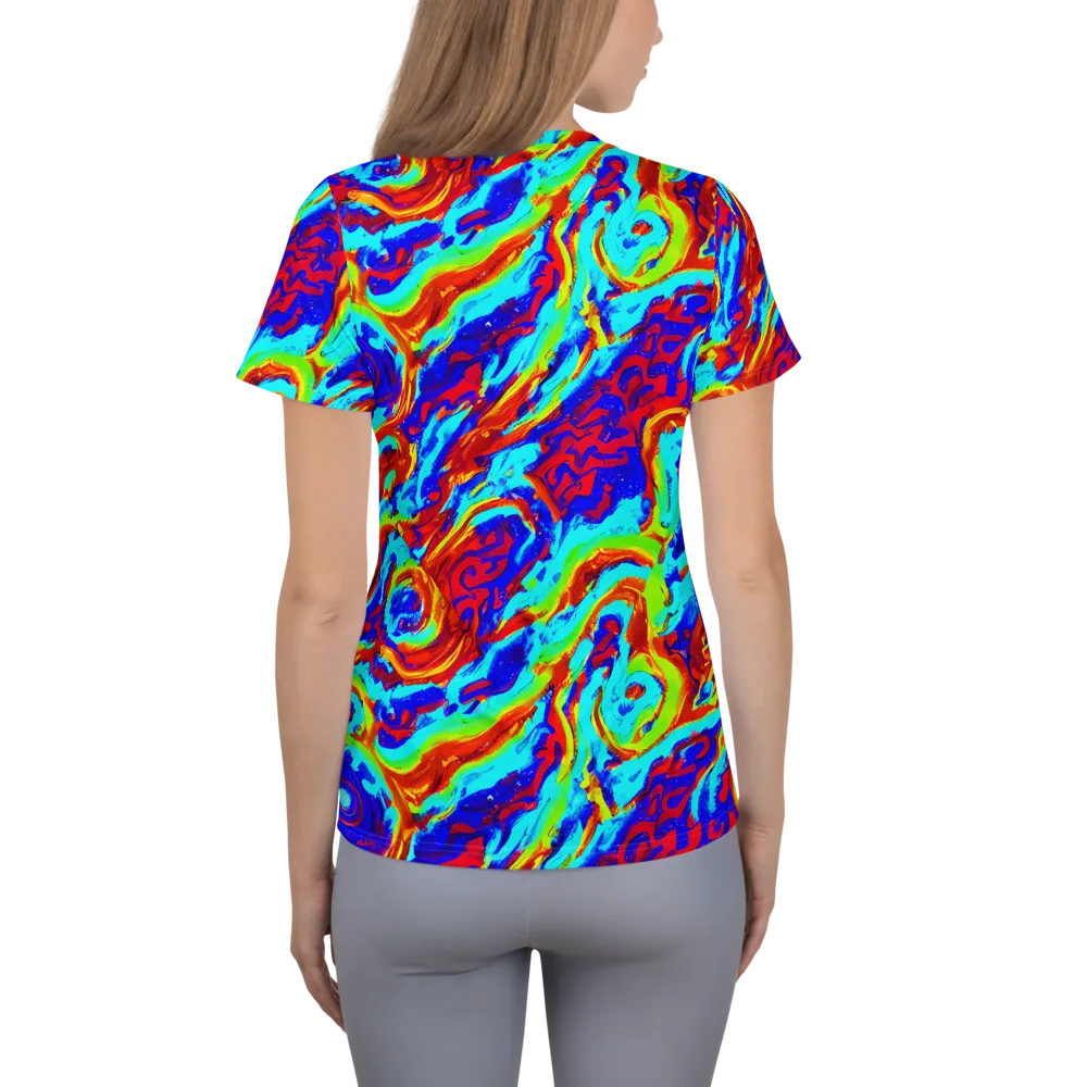 Vermilion Whirlpool on Women's Athletic T-Shirt — Back