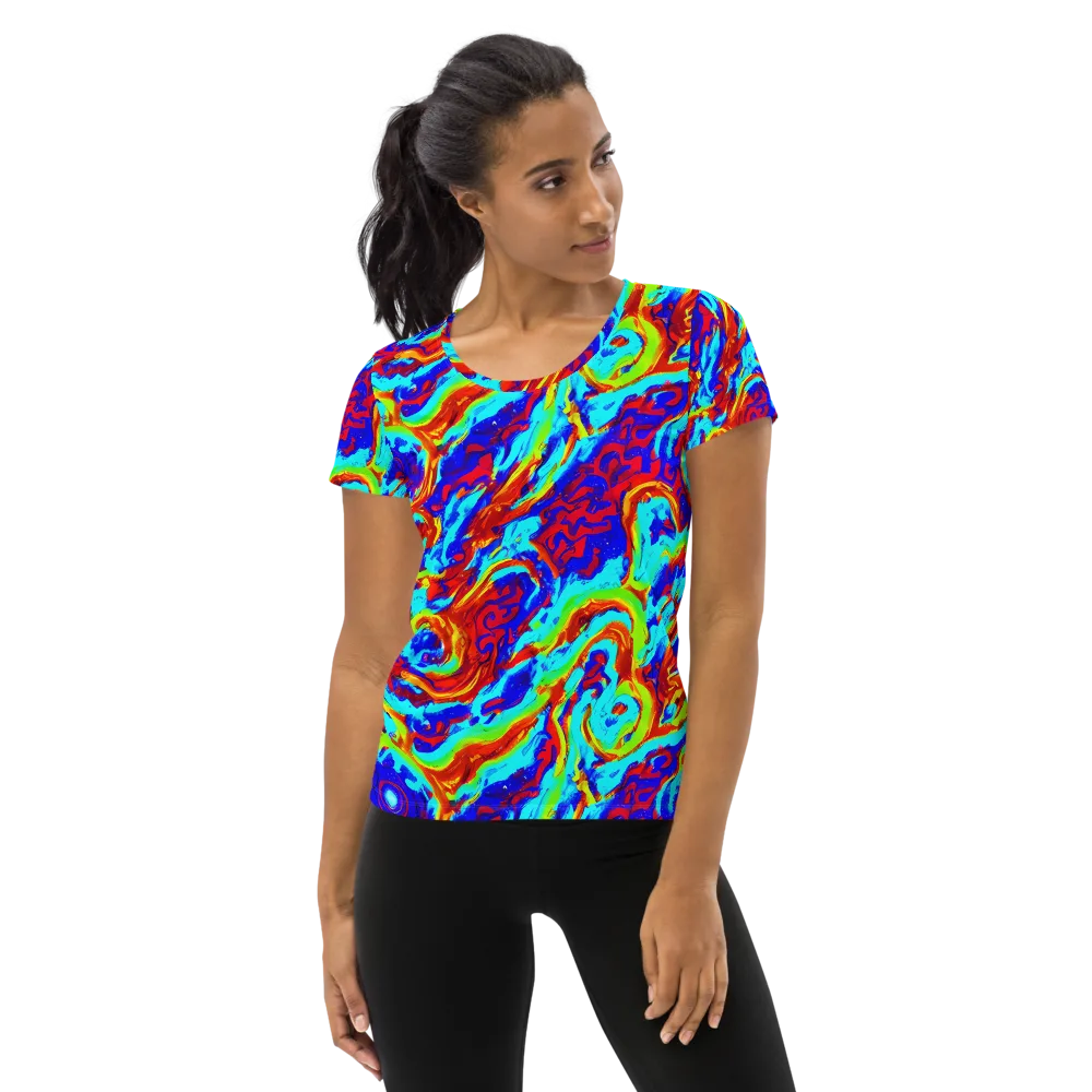 Vermilion Whirlpool on Women's Athletic T-Shirt — Front