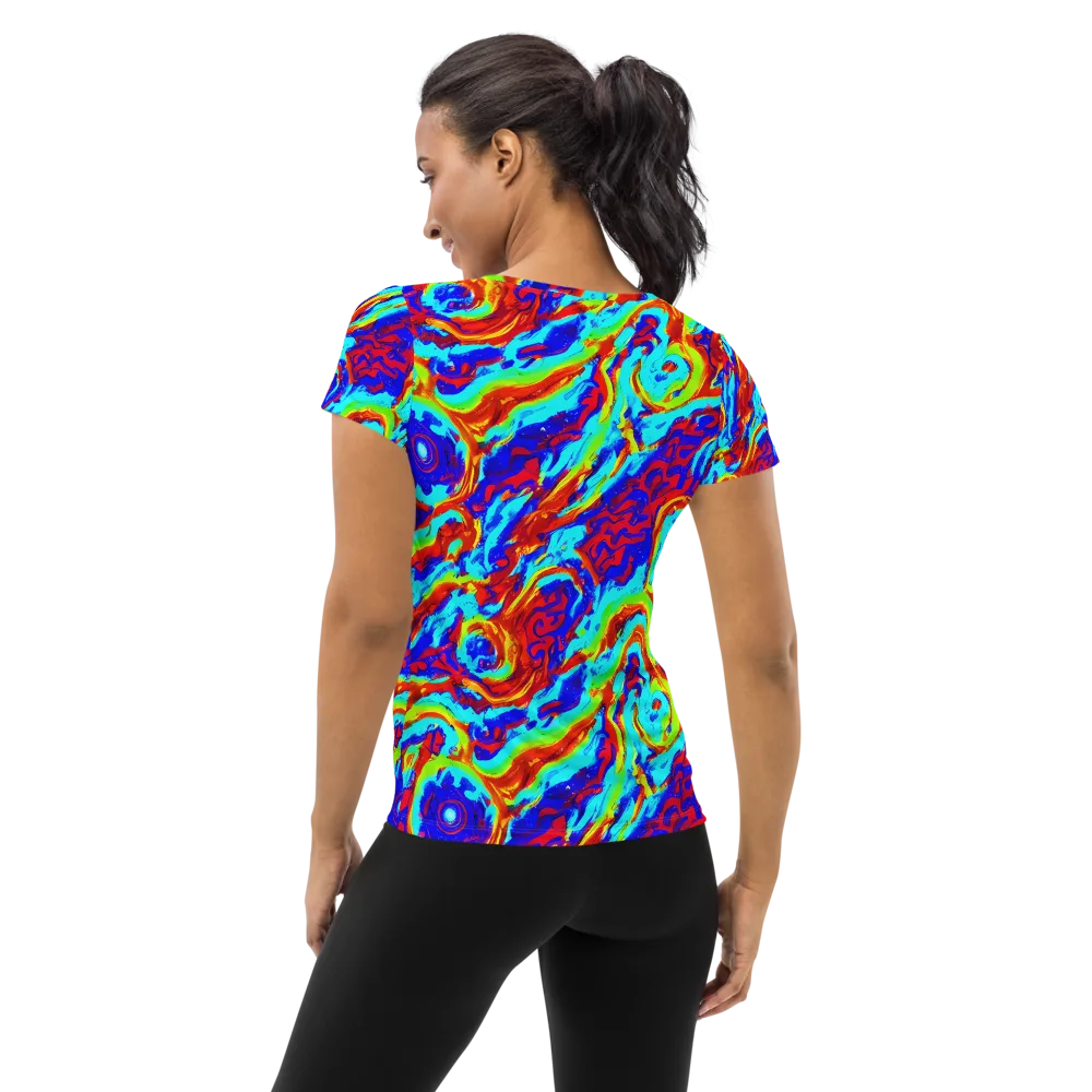 Vermilion Whirlpool on Women's Athletic T-Shirt — Back