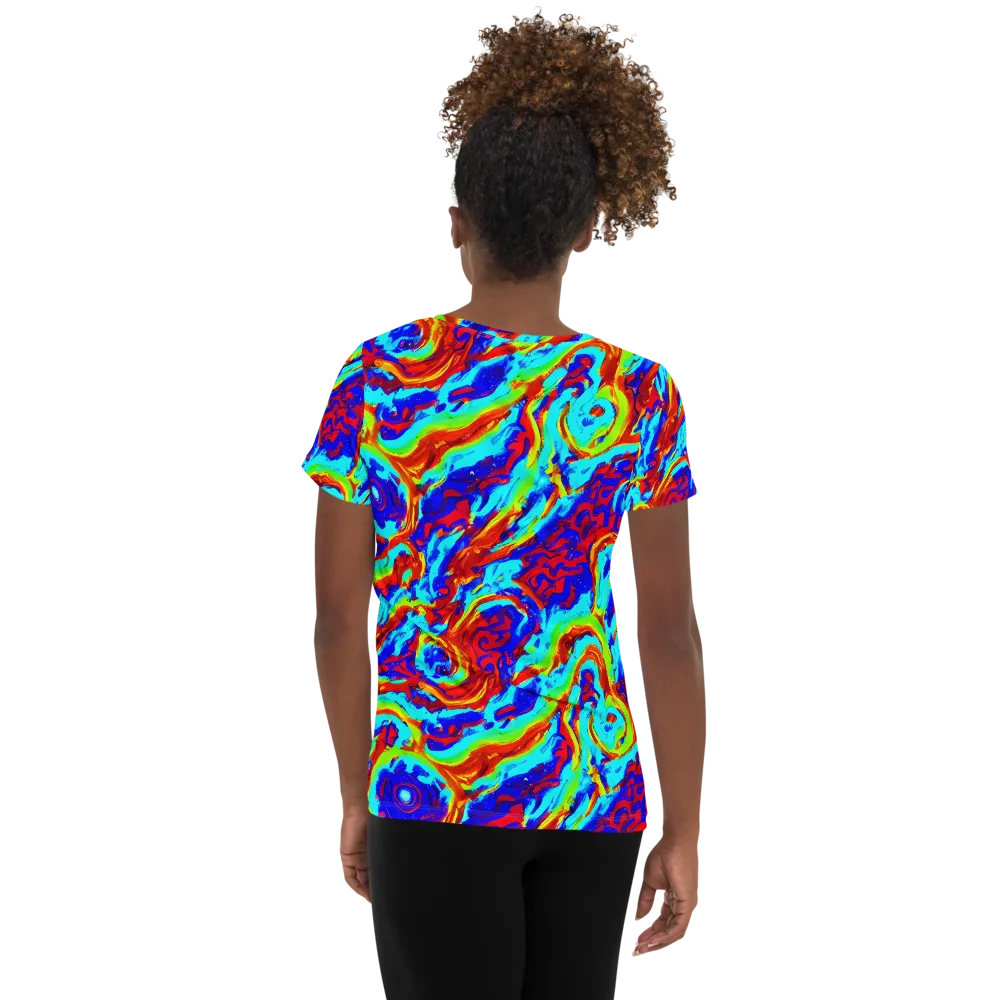 Vermilion Whirlpool on Women's Athletic T-Shirt — Back