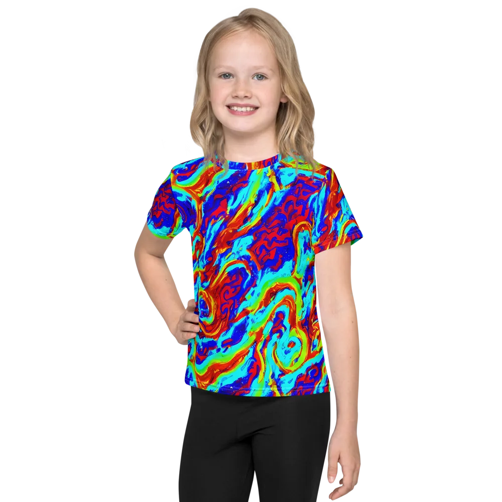 Vermilion Whirlpool on Kids Crew Neck T-Shirt — Front